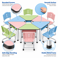 Ensemble table et chaises pour enfants d'âge préscolaire, bords arrondis, sûr et écologique, pour salle d'activités de maternelle et de préscolaire