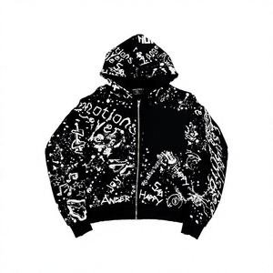 Sudadera con Capucha y Cremallera de Alta Calidad para Hombre, Diseño Oversize, Estampado Digital, Estilo Urbano, con Bolsillos, Nylon/Algodón - Product Image 3