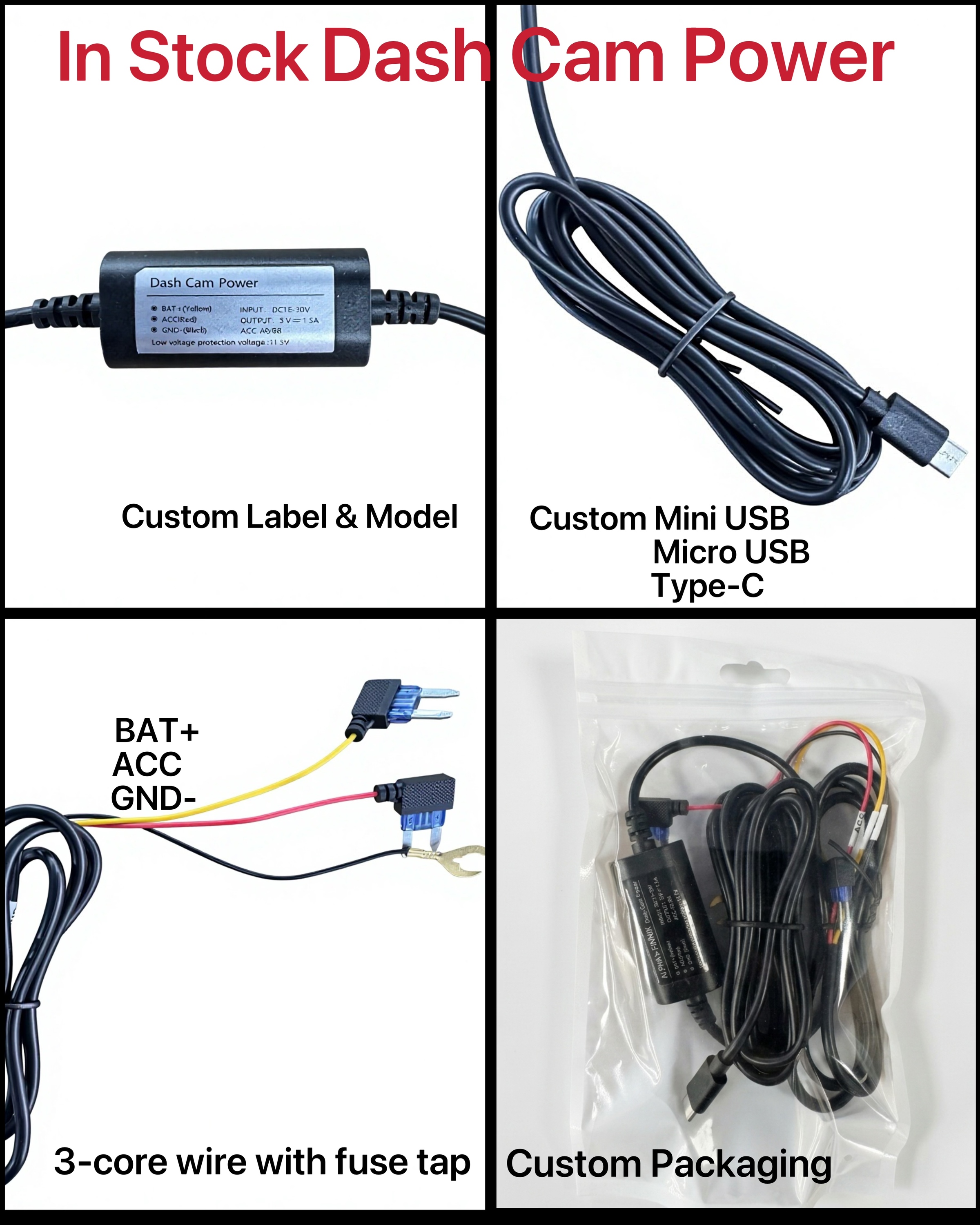 Dash Cam Hardwire Kit 5V 2.5A Type-C Support 24H Parking Power Low Voltage Protection ACC Step-down Cable Suitable for Hikvision · image 4