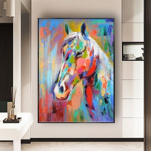 Decoración moderna para el hogar abstracto 100% pintado a mano colorido Animal cabeza de caballo pintado a mano acrílico pintura <span class=keywords><strong>al</strong></span> <span class=keywords><strong>óleo</strong></span> caballo - Product Image 5