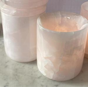 Onxy <strong>Range</strong> Luxury 20cl Pink Onyx Jar Stone <strong>Candle</strong> <strong>Holder</strong> in Bulk - Product Image 6