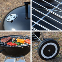 Grand barbecue portable au charbon de bois avec quatre pieds pour le camping en plein air, les pique-niques, la terrasse et la cour.
