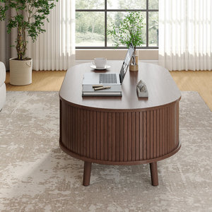 Bàn cà phê hình bầu dục hiện đại giữa thế kỷ với trượt cho phòng khách - Product Image 3