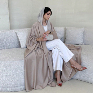 Islam Oversized <strong>Hooded</strong> Satin Open Abaya Dress 2026 Fashionable Soft-Light Satin Batwing Sleeve <strong>Hooded</strong> Abaya - Product Image 3
