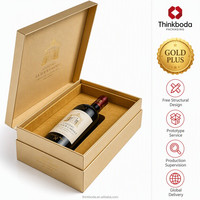 Boîte cadeau personnalisée pour vin, 1 bouteille de 750 ml, avec logo, boîte en carton de luxe dorée métallique pour l'emballage de cadeaux de vin, vente en gros