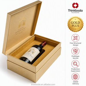 Boîte cadeau personnalisée pour <span class=keywords><strong>vin</strong></span>, 1 bouteille de 750 ml, avec logo, boîte en carton de luxe dorée métallique pour l'emballage de cadeaux de <span class=keywords><strong>vin</strong></span>, vente en gros - Product Image 1