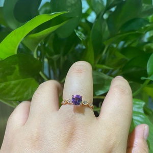 Bague solitaire en argent sterling 925 avec améthyste africaine, bijoux de fiançailles pour femmes, pour mariage et fête - Product Image 4