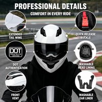 Casque de moto intégral certifié 3C et DOT, coque ABS+PC, double visière, toutes saisons, pour la course sur route, pour hommes et femmes