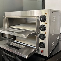 Four à pizza électrique à double étage commercial avec minuterie, tout en acier inoxydable, grande capacité pour les restaurants occupés