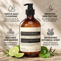 Gel Douche 2-en-1 Feuille de Géranium 560g – Extrait Herbal Apaisant et Éclaircissant pour la Peau, Huile d'Agrumes Rafraîchissante, Parfum Naturel Doux