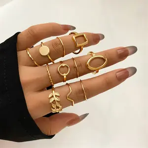 VKME Punk Metal Geometric Ring For Women 2022 Girls Vintage Ring Set Simple Ring Fashion Jewelry Accessories