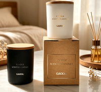 Pot à bougie en verre noir mat personnalisé avec couvercle en bambou, conteneur vide pour bougie, pots à bougie personnalisés avec boîte en papier sur mesure