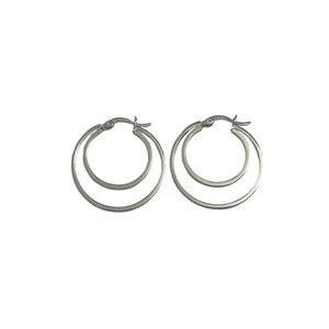 Silver S925 Sterling Silver Double Ring <b>Cuff</b> <b>Earrings</b> Geometric Design Everyday Wear - Product Image 5
