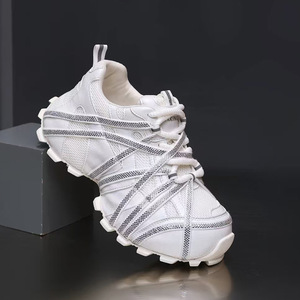 Women Rhinestone Mesh Platform Sneakers <b>Height</b> <b>Increasing</b> Thick Sole Breathable Trendy Fashion Versatile Casual Sports Footwear - Product Image 3