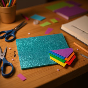 Foglio di Schiuma EVA ILAN 40x60cm Ciano Glitterato Materiale per Artigianato - Product Image 3