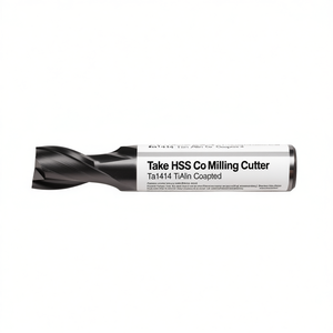 Fresa HSS-Co Ttake TA1414 con recubrimiento TiAlN, helicoidal de 30 grados, corta para ranuras, 2 filos de corte, vástago Weldon - Product Image 2