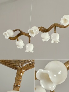Lustre en résine d'art à hauteur réglable et branche de fer-Suspension Wabi-Sabi Designer pour salon de thé/<span class=keywords><strong>bistro</strong></span>/longue salle à manger - Product Image 5