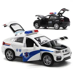 Полицейская модель из сплава, игрушечный автомобиль 1:32, полицейская модель автомобиля, игрушечные металлические автомобили для детей с подсветкой Музыки