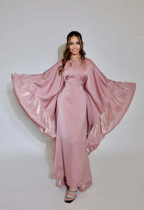 LEDUO Customized Elegant Luxury Women Muslim Satin Rayon Ruffle Sleeve Maxi Modest Islamic <b>Abaya</b> Spring - Product Image 2