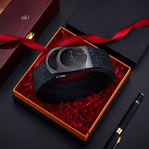 Ceinture de pantalon décontractée à boucle automatique pour hommes, en cuir de vache, style simple, pour jeunes et hommes d'âge moyen, en cuir véritable. - Product Image 2