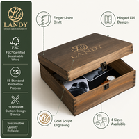 Boîte à album en bois personnalisée avec logo, finition vintage artisanale, coffret de souvenir, coffre de rangement pour la photographie de mariage