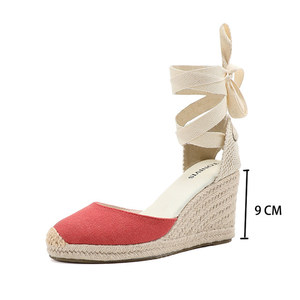 Sandalias de Plataforma con Cordones y Cinta, de 9 cm de Tacón Alto, para Mujer, Transpirables, de Primavera/Verano, Hechas a Mano con Suela de <span class=keywords><strong>Yute</strong></span> - Product Image 4
