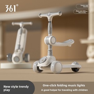 Trottinette pliable 3 roues en plastique pour enfants 2026 avec lumières musicales et fonction anti-basculement, à pousser et à glisser, pour les 3 ans et plus - Product Image 1