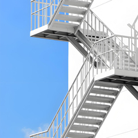 Escalier d'Accès au Grenier en Acier Droit Structure Moderne, Spécial Incendie, Fourniture Fabricant, Escalier Extérieur à Cadre en Acier pour Hôtels