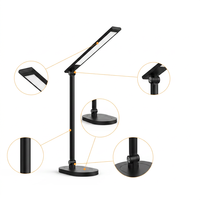 Lampe de lecture LED à CRI élevé Ra≥95, alimentée par USB, protection des yeux, 10W, intensité réglable, lampe de table minimaliste pour la maison, le bureau et l'école