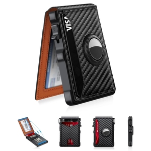 New Crazy Horse Genuine Leather Organizer Card <strong>Wallet</strong> Aluminum Alloy Credit Card Holder <strong>Women</strong> Men <strong>Travel</strong> RFID <strong>Wallets</strong> - Product Image 2