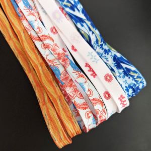 Lacets de chaussures personnalisés imprimés en sérigraphie, motif floral, en polyester plat, avec embout transparent coloré de 8 mm pour chaussures d'enfants YUSEN - Product Image 3