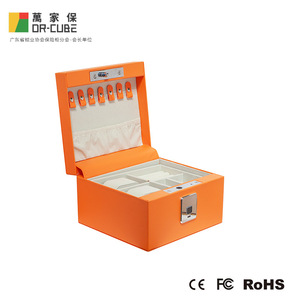 Wanjiabao Jewelry <b>Box</b> Orange Rectangle Fingerprint Safe <b>Small</b> <b>Storage</b> <b>Box</b> With Alarm Function - Product Image 5