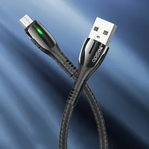 Kabel Data Kustom Logam Campuran Seng Mikro Android Yesido Kabel Usb Asli dengan Lampu Led Dua Sisi