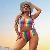 Nouveau en stock personnalisé bikini deux pièces coloré grande taille sexy maillots de bain bandeau taille haute maillot de bain sans bretelles pour femmes