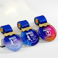 MH-NJ0165 Médaille de sport personnalisée en cristal haut de gamme MVP ronde en or, argent, bronze, 5 cm, 6 cm, 7 cm, 8 cm