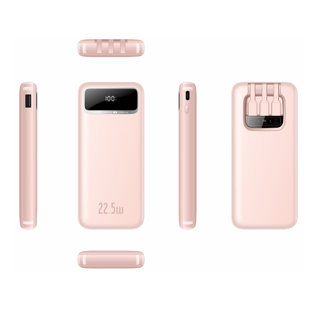 Promotional Slim 20000 Mah Power Banks Original PD18W 22.5W Power Bank 20000mAh With Inserted Cables