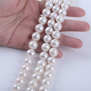 Perles rondes Edison en gros, faites à la main, 11-14 mm, perles d'eau douce naturelles, perles blanches en vrac pour la fabrication de bijoux - Product Image 2