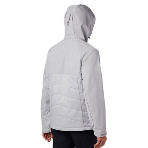 Men's Gray Canvas Hooded <b>Quilted</b> Jacket Breathable Waterproof Windproof Zipper Closure Sporty Casual Outdoor <b>Winter</b> Regular Fit - Product Image 2