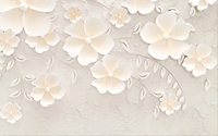 Décoration murale élégante à motifs floraux 3D avec design crème texturé Autres papiers peints/panneaux muraux