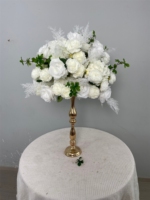 Boule de fleurs artificielle moderne en soie bordeaux et verdure, de haute qualité, pour décoration de centre de table (vente en gros)