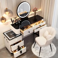 Coiffeuse en verre de vanité de maquillage de commode de tiroir pour la salle de bains avec le miroir mené