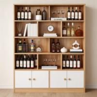 Aparador Moderno de Madera de Roble con Paneles, Estantes Abiertos y Puertas Blancas, Diseño Ecológico para Almacenamiento en Comedor, Soporte para Copas de Vino, OEM