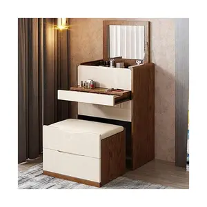 <strong>Dressing</strong> <strong>Table</strong> with Mirror Bedroom Wooden <strong>Corner</strong> Dresser Modern Simple <strong>Small</strong> Saving Space Folding Office Bathroom Tianjin YIFAN - Product Image 1