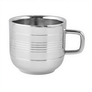 Stainless Steel Double Wall <b>Silver</b> Touch <b>Tea</b> Cup Modern Metal Cup - Product Image 1