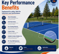 Revêtement acrylique écologique, épaisseur 3 mm, couleur personnalisée, antidérapant, résistant à l'usure, pickleball en gros