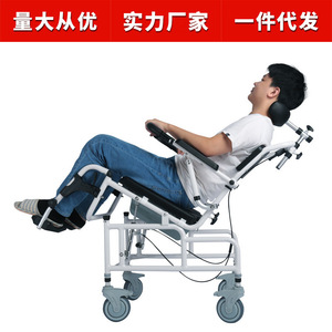 Chaise de toilette pour personnes âgées avec roulettes, en alliage d'aluminium, avec accoudoirs, inclinable semi-reclinable, fauteuil roulant manuel pour le bain et les soins capillaires - Product Image 3
