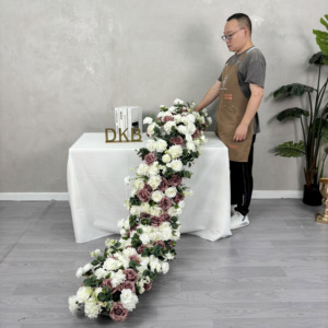 מותאם אישית חדש עיצוב שולחן ראנר צבעים מלאכותיים מעורב פרחים רץ פרחים ארוך רץ פרחים עבור עיצוב חתונה - Product Image 6