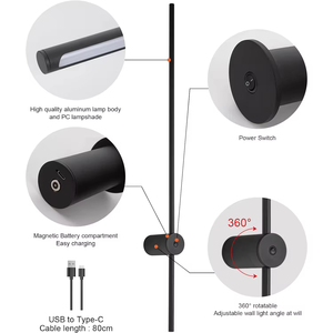 Minimalistisches Kabelloses Design Nordische Wandleuchte Atmosphäre RGB Fernbedienung Abnehmbar Batteriebetrieben 5200mAh Wandleuchte Wiederaufladbar - Product Image 2