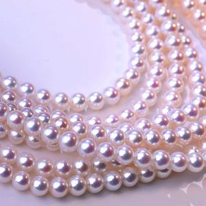7.5-8mm très brillant 3A Grade blanc rond japonais Akoya perle brins de chaîne - Product Image 4