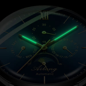 Fabricantes de relojes Shenzhen, reloj mecánico automático de moda personalizado para hombres con fase lunar luminosa multifunción resistente al agua - Product Image 2